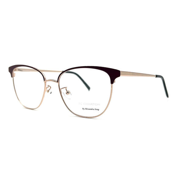 NEW TC CHARTON JENNIFER C.3 BURGUNDY GOLD WOMEN AUTHENTIC EYEGLASSES 52-17-140